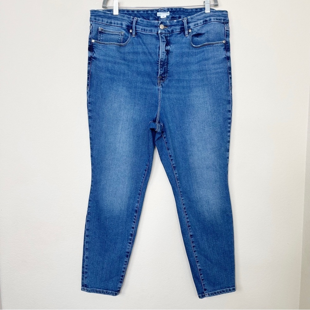 Good American Good Waist High Rise Stretch Denim Blue Jeans GWO14TP